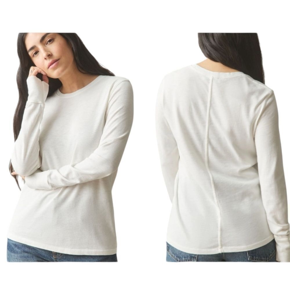 NEW American Giant Premium Slub Long Sleeve Crew Tee Bone White Size XL